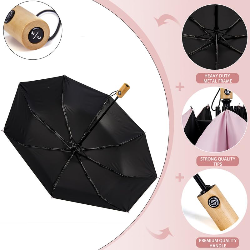 Image of KENNETH COLE New York Folding Umbrella for Men & Women, Auto Open & Close, Lightweight Compact Design, Water Resistant Canopy, Portable Travel for Rain & Sun - KCMUM002