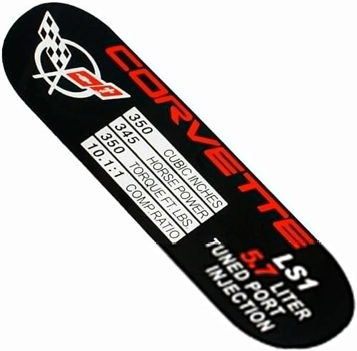 Miniatura 6 de 1 placa de identificación de datos C5 Corvette Spec Metal Placa de identificación 3D Placa de identificación LS1 345HP 1997-2000 Reemplazo para