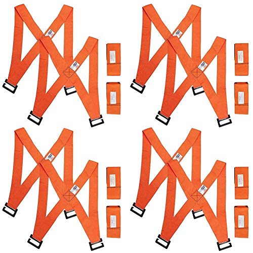 Forearm Forklift 2-Person Shoulder Harness and Moving Straps System, Lift Furniture, Appliances, or Item up to 800 lbs. Safe and Easy Like a Pro, 8 Harnesses and 8 Straps, Orange