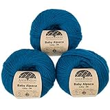 AndeanSun 100% Baby Alpaca Yarn DK #3 (150 Gramm Total) - Luxuriös Weich und Pflegend für Knitting, Crocheting und Weaving - Schöne Twist und Stitch Definition (Türkisblau)