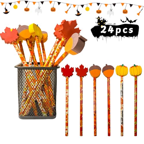 24 lápices de otoño con borrador para Acción de Gracias miniatura 1
