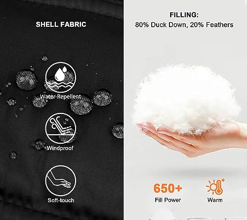 SLOW DOWN Women Down Puffer Jacket Warm Hooded Winter Down Puffer Coat with Faux-Fur Hood & Collar4