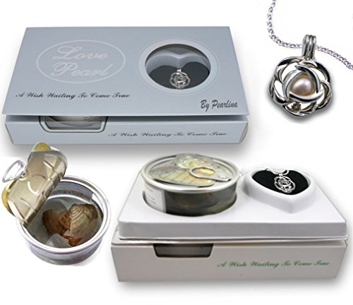 Pearlina Rose Sterling Silver Necklace Freshwater Cultured Pearl in Oyster Cage Wish Pearl Set,18"3