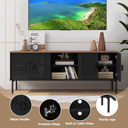 Image of ARTPOWER 63 inch Modern TV Stands,Entertainment Center with Storage,Black