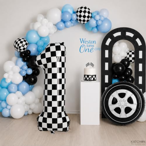 Image of Katchon, Checkered Number 1 Balloon - 40 Inch For 1st Birthday Decorations