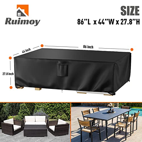 Image of Ruimoy Patio Furniture Covers, Outdoor Furniture Cover Waterproof, General Purpose, Outside Table and Chair Covers, Heavy Duty 600D (86 Inch L x 44 Inch W x 27.8 Inch H)