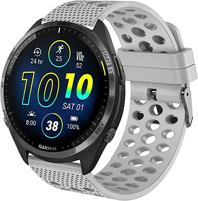 Blueshaweu Compatible for Garmin Forerunner 965 Bands, Silicone Replacement Wristbands Sport Strap with Metal Buckle