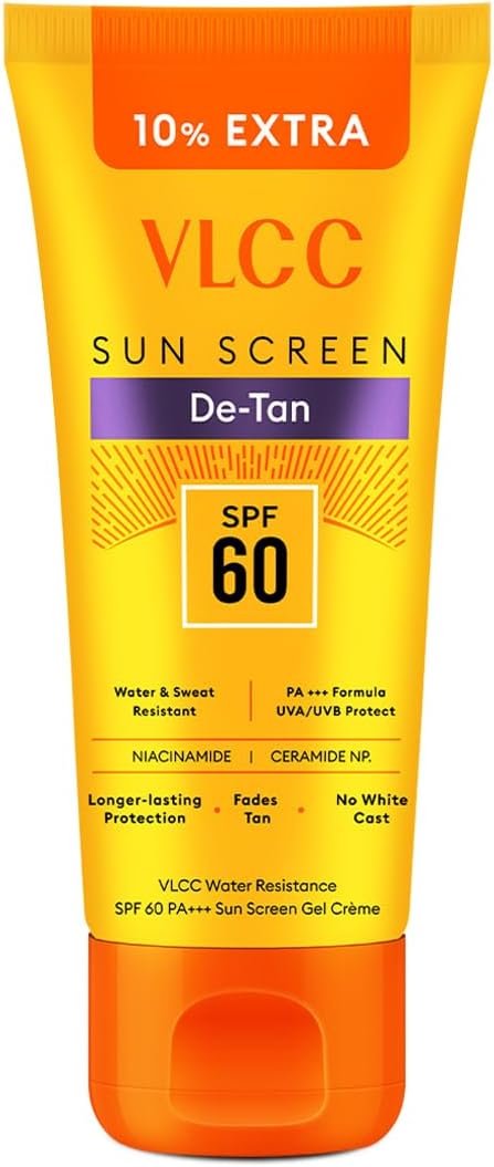 DeTan Water Resistant Sunscreen Gel Cream SPF 60 PA+++ |UVA & UVB Protection |Anti-Ageing, Moisturizing, Skin Hydration |Infused with Aloe Vera,Vitamin E, Niacinamide & Natural Extracts |Paraben-Free