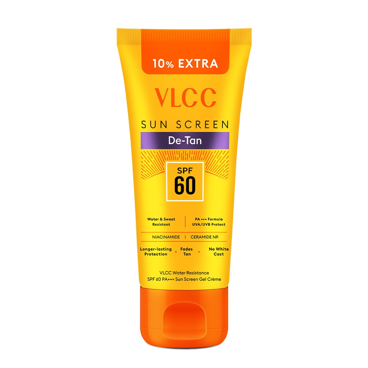 DeTan Water Resistant Sunscreen Gel Cream SPF 60 PA+++ |UVA & UVB Protection |Anti-Ageing, Moisturizing, Skin Hydration |Infused with Aloe Vera,Vitamin E, Niacinamide & Natural Extracts |Paraben-Free