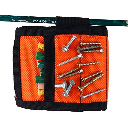 Pensino Magnetic Wristband, Tool Wristband With 20 Super Strong Magnets for Adsorbing Screws Nails Drill Bits Strong Magnetic Tool Wrist Strap Magnetic Pocket Storage