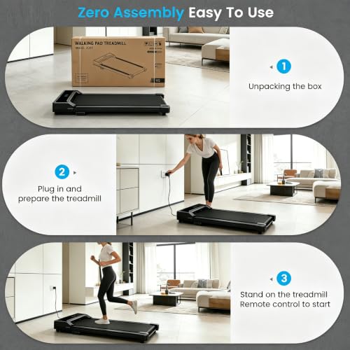 Image of Walking Pad Treadmill for Home - Under Desk Walking and Running with Remote Control Portable Electric Machine Adjustable Slim Compact with 0.6-4.0MPH Modes Max up 265 Lbs for Home Office