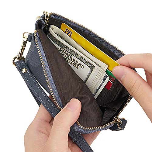Zooeass Women Leather Coin Purse,Large Opening For Easy Access,With Wrist Strap(Navy) #TOP2