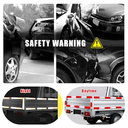 Image of 10 PCS Rectangular Safety Reflectors, Plastic Self Adhesive Safety Warning Reflective Stickers, Universal Stick-on Rear Safety Reflectors for Most Vehicles, Car Accessories (Red+White)