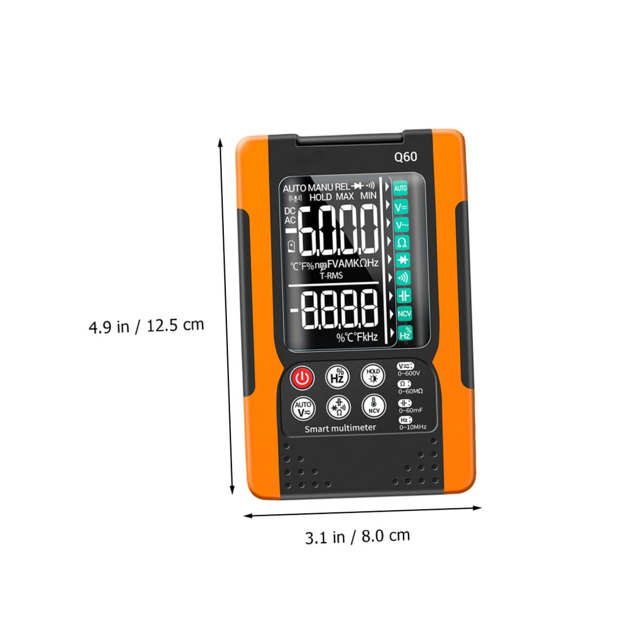 NUOBESTY Q60 Multimeter Auto-ranging Voltage Current Tester with Ncv Non-Contact Voltage Detection, Diode Continuity, Data Hold, Backlight, and Flashlight – Portable Electrical Repair Tool
