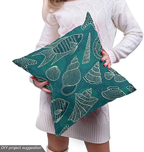 Ambesonne Sea Shells Fabric by The Yard, Nautical Ocean Pattern Underwater World Sea Life Theme Sketch Style, Decorative Fabric for Upholstery and Home Accents, 2 Yards, Petrol Blue - 4