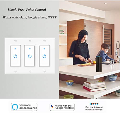 Smart Switch Wifi Light Switch 3 Gang Wireless Light Switch Compatible With Alexa And Google Home #TOP1