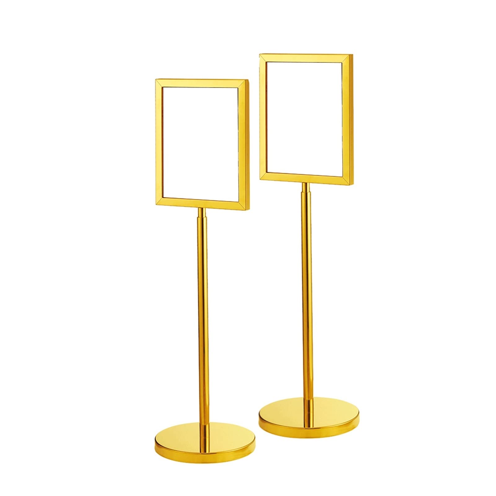 QINGGANGLING999 Restaurantes Soporte de Pantalla Soporte de Signo de Pedestal Ajustable, Soporte de Signo de póster de pie, Signo de visión Vertical y Horizontal mostrada, Oro Soporte de Cartel