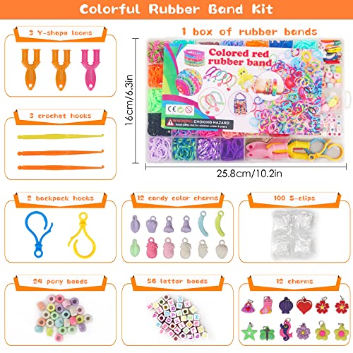 3000+ Rubber Band Bracelet Kit, Colorful Loom Bracelet Making Kit with Storage Box, DIY Art Craft Set with Charms Beads for Beginners Birthday Party Christmas Gift3