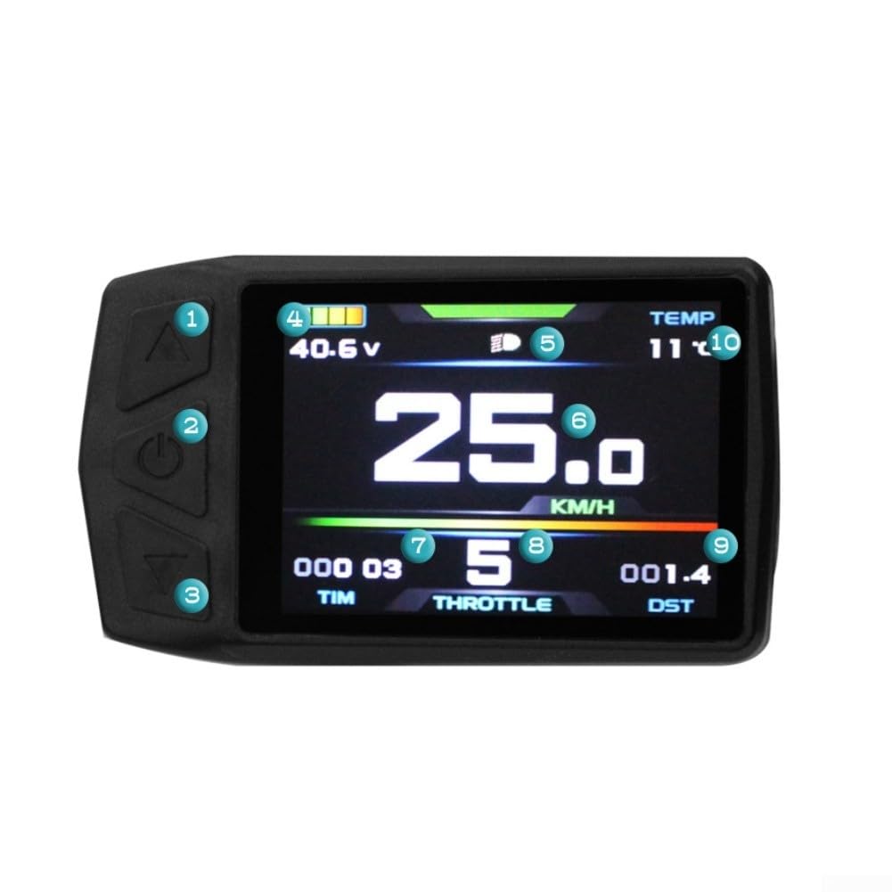 Display LCD per bicicletta elettrica, schermo a colori per controller KT-TF01U, 24V/36V/48V, connettore SM, velocità e monitor