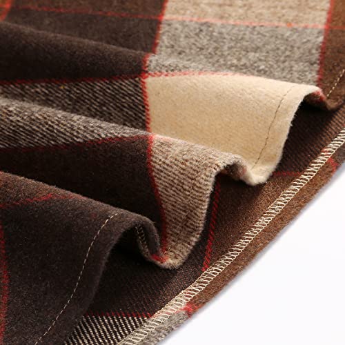 Idealsanxun Womens Plaid Wool Skirts Elastic Waist A-Line Pleated Tartan Long Skirts  thumb #4