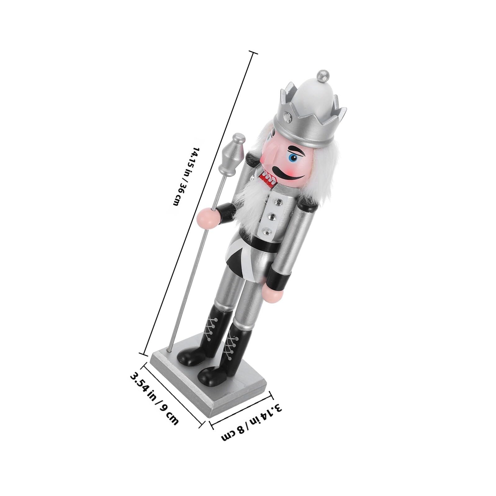 Ciieeo Statuetta Schiaccianoci Re Scettro Argento Figure Natalizie in Legno Ornamento da Tavolo per Feste di Natale e Decorazioni Festive