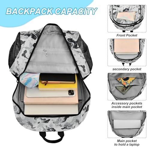 KLL Camouflage White Backpack With Lunch Bag (scenario) Book Bag For Boys age 8-10 years old4