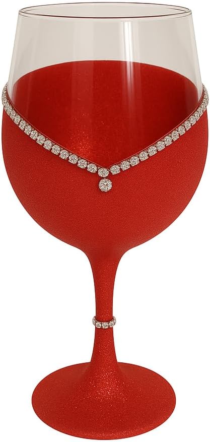 Wine Glasses with Glitter And Rhinestone Embelishment 20 0unce - Gold