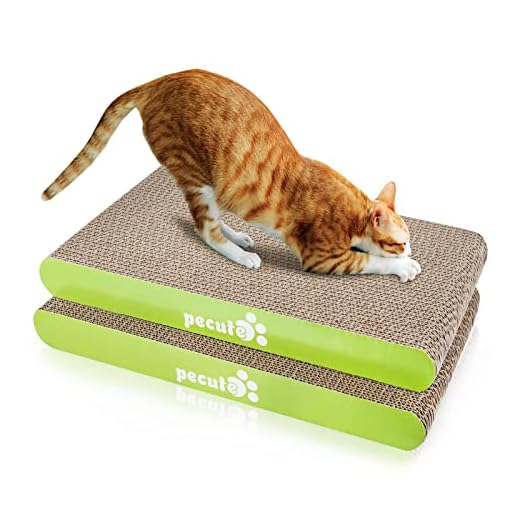 Pecute Rascador para Gatos con Hierba Gatera Alfombrillas de Cartón Rascador de Gato de Repuesto 2 Piezas