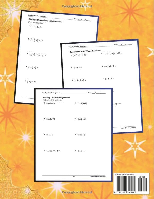 Summer Pre Algebra Workbook For Beginners: with One Step Equations, Whole Numbers, Mixed Numbers, Fractions, Place Value, Decimals, Exponents and ... Summer Workbook (Summer Math Workbooks) - Image 2