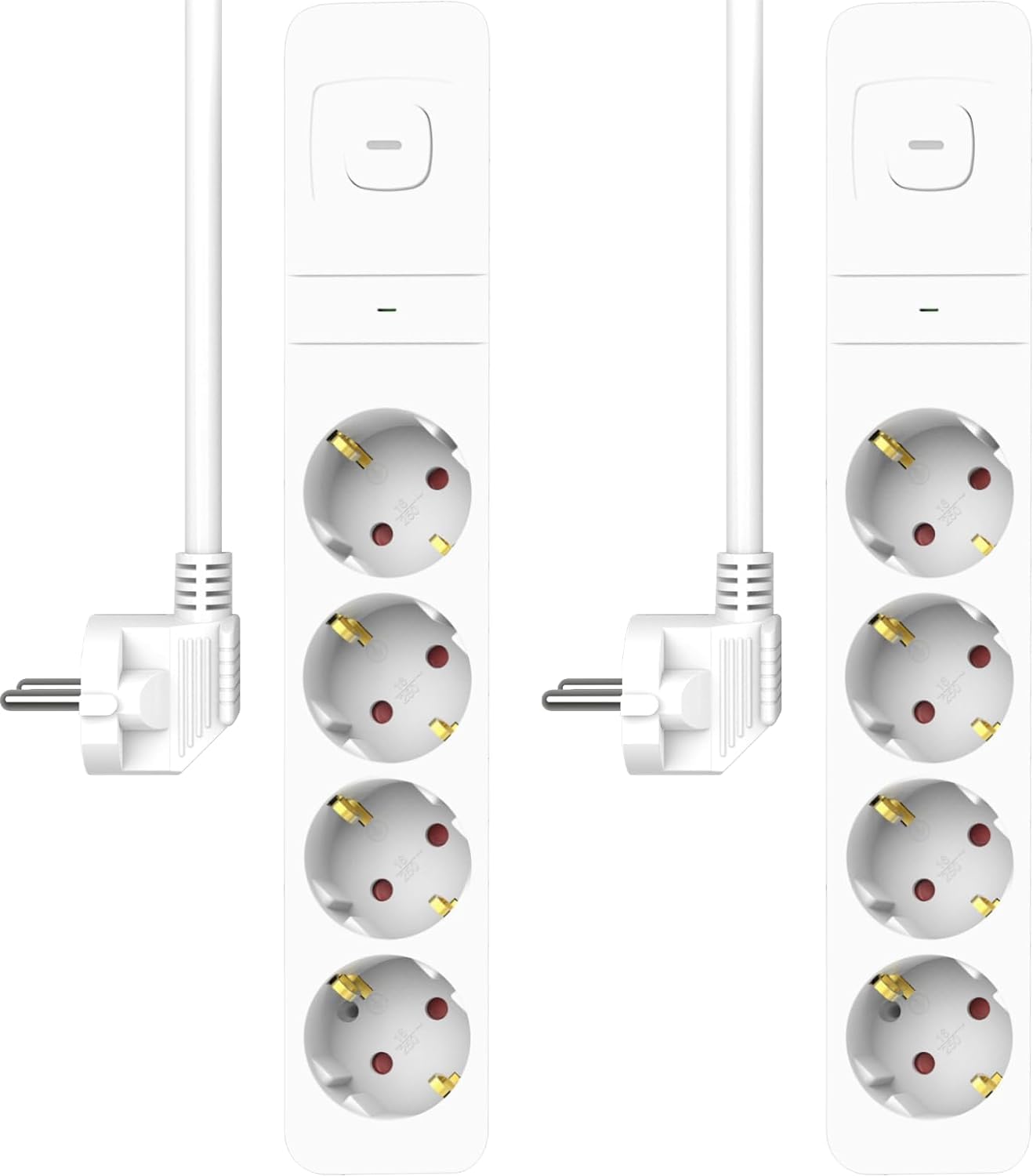 2-Pack ELRO ES704 4-Fach Steckdosenleiste mit Überspannungsschutz – 1,5 m Kabel und Schalter – Kindersicherung – Schukostecker – max. 3680 W – TÜV getest