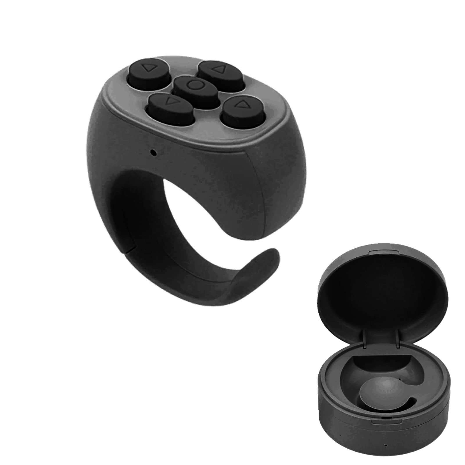 BT Remote Control for Tiktok, App Page Turner Control, Wireless Camera Video Recording Remote, Phone Scrolling Rin Clicker for Short Videos, Ebook, Shutter Selfie (Black)