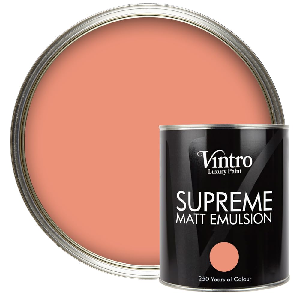 Vintro Paint Terracotta - Porto Terracotta Vintro Luxury Matt Emulsion - Smooth Chalky Finish Multi Surface Paint For Walls, Ceilings, Wood And Metal - 1L (Porto Terracotta)