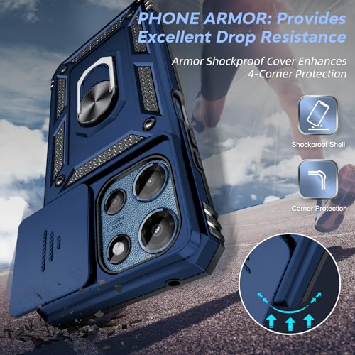LeYi for Motorola Moto G-5G 2025 Case, Moto G 2025 Case with Slide Camera Cover and Screen Protector, Heavy Duty Protective Cell Case Cover with Magnetic Ring Kickstand for MotoG 2025, Blue - image 4