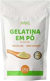 Adali Gelatina em Pó Bloom 250, Sem Sabor, Incolor, 1Kg