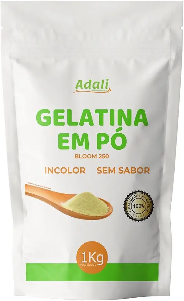 Adali Gelatina em Pó Bloom 250, Sem Sabor, Incolor, 1Kg