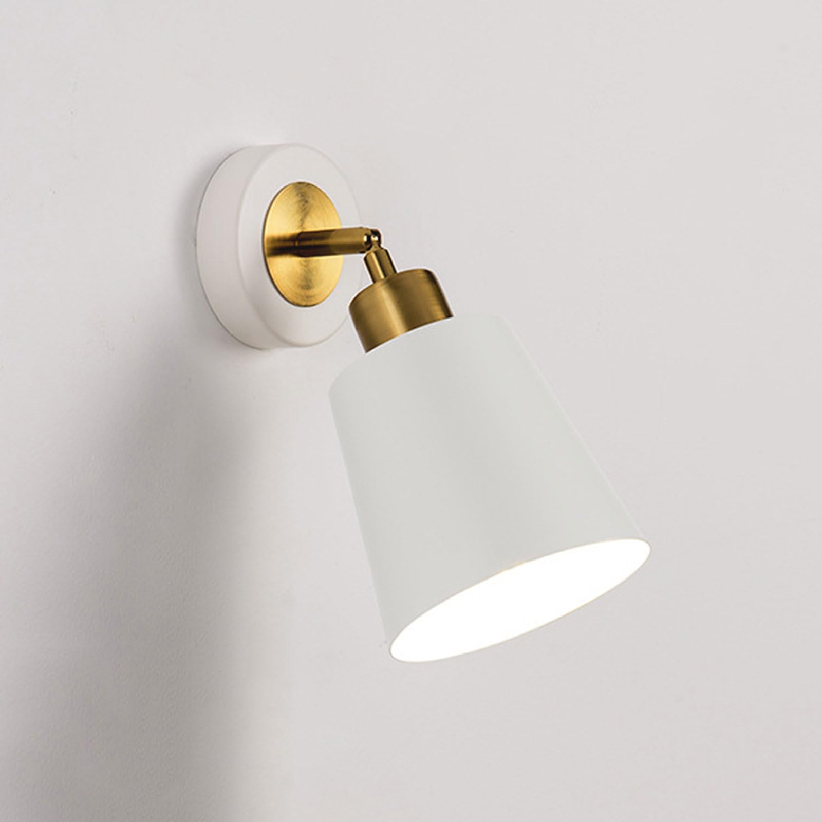 AWEITG Nordic Minimalist Adjustable Metal Wall Lamp Satin Finish - E26/E27 Indoor Sconce for Bedroom, Living Room, and Corridor(White-2)