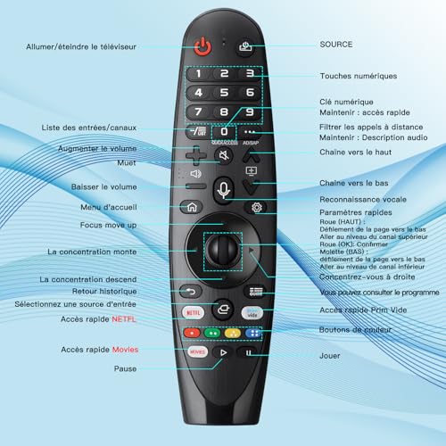 Riry [Nouveau] Télécommande LG TV Universelle avec Fonction Vocale et Pointeur, Magic Remote Compatible avec LG OLED/NanoCell/4K/8K, Remplacement pour AKB75855501 MR19BA MR20GA MR21GA MR22GA MR23GA – vue 6