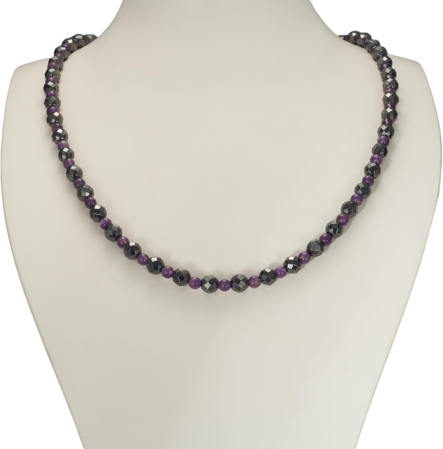 Amethyst & Hematite Necklace Healing Crystal Necklace Stress Relief, Balance Magnetic Jewelry Gifts for Men Women - Image 6