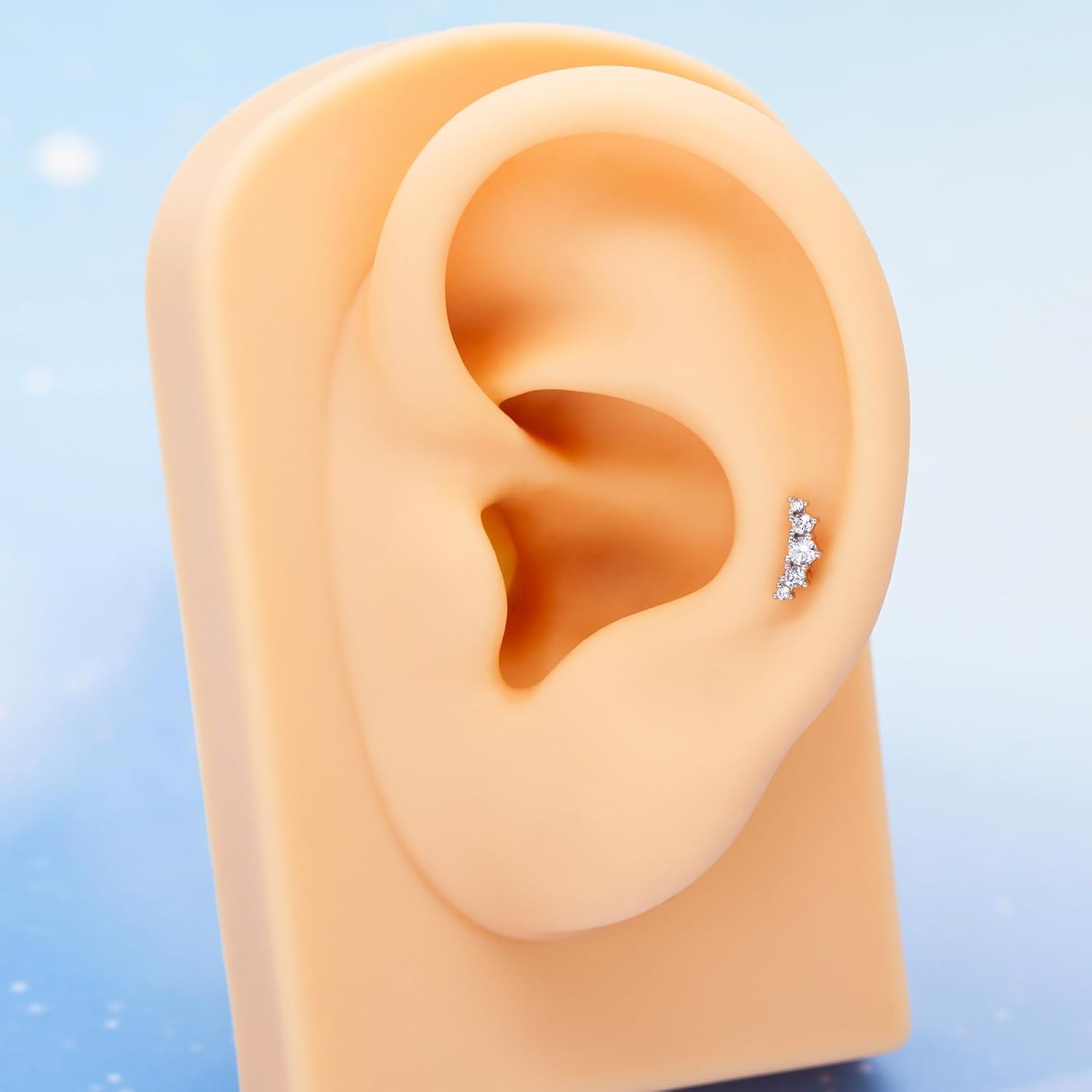 14K Yellow/White Gold Flat Back Stud Earring 1 Pcs, 16G Threadless Cartilage Earrings Top Push in Tragus Helix Conch Earrings Labret Piercing Jewelry