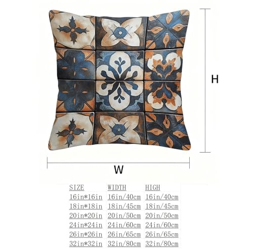 Housse coussin 45x45 bleu marine bohème de qualité supérieure pour lit - 6