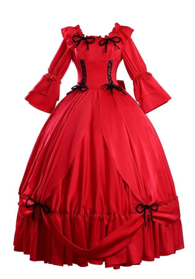 Robe Cosplay Carnaval Rouge Costume Anime Vintage SCARLET01 Adulte