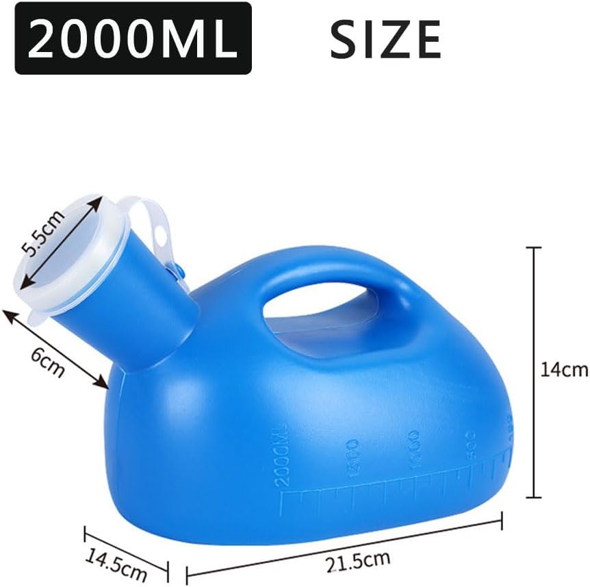 Male Urinal Bottle 68 OZ Portable Urinals for Men 59" Long Hose with Lid (Blue) - Image 2