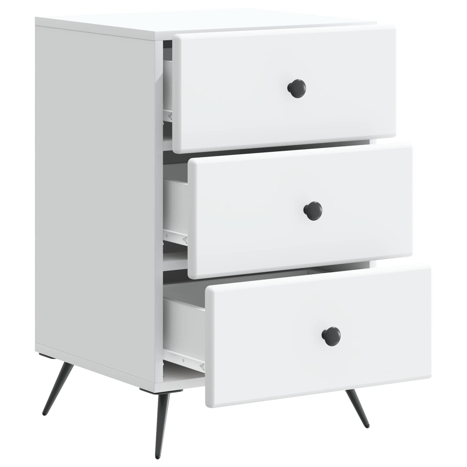 Mesita de noche blanca 43 x 41 x 66,5 cm con 3 cajones