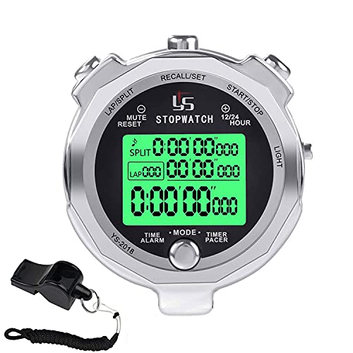 Rolilink Stopwatch,Metal Stop Watch for Sports with Backlight Memory Waterproof Stopwatches Timer for Sports and Competitions (100 Lap with Backlight)