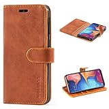 Mulbess Handyhülle für Samsung Galaxy A20e Hülle, Leder Flip Hülle Schutzhülle für Samsung Galaxy A20e Tasche, Cognac Braun