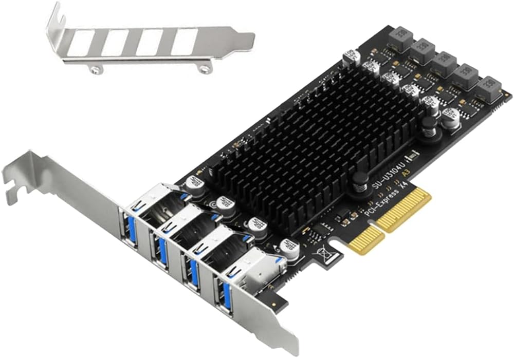 USB3.2 PCIE Expansion Card Adapter External PCIE Extender PCIE Card 4 Port USB3.2 Adapter for Desktop Equipment