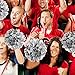4Pcs Metallic Cheerleading Pom Poms, Creatiee 2 Pair Cheerleader Cheering Squad Pompoms for School Sports Dance Games Team Spirit Cheer (Silver)