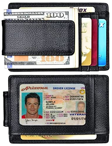 Kinzd Money Clip Front Pocket Wallet Leather RFID Blocking Strong Magnet thin Wallet with ID Window - Thumbnail 6