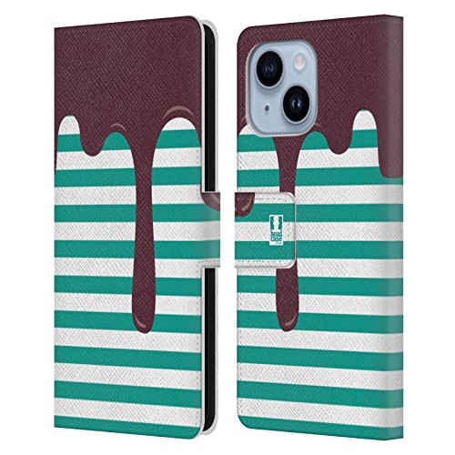 Étui portefeuille iPhone 14 Plus cuir housse protection antichoc motif rayure