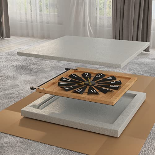 Thcisl Large Farmhouse Wall Clock, Farmstead Barn Door Wall Clock For Living Room, Office, Kitchen, Bedroom, Square, Fireplace, Wood And Metal, Brown (26 X 24 Inch) #TOP6